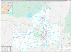Albany-Schenectady-Troy Metro Area Wall Map Premium Style 2024